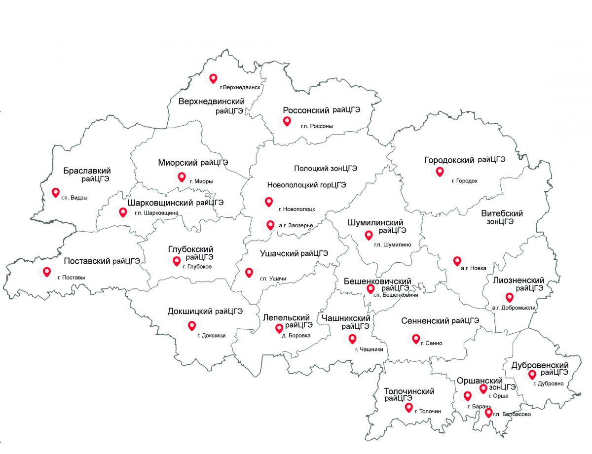 Карта витебской области по районам